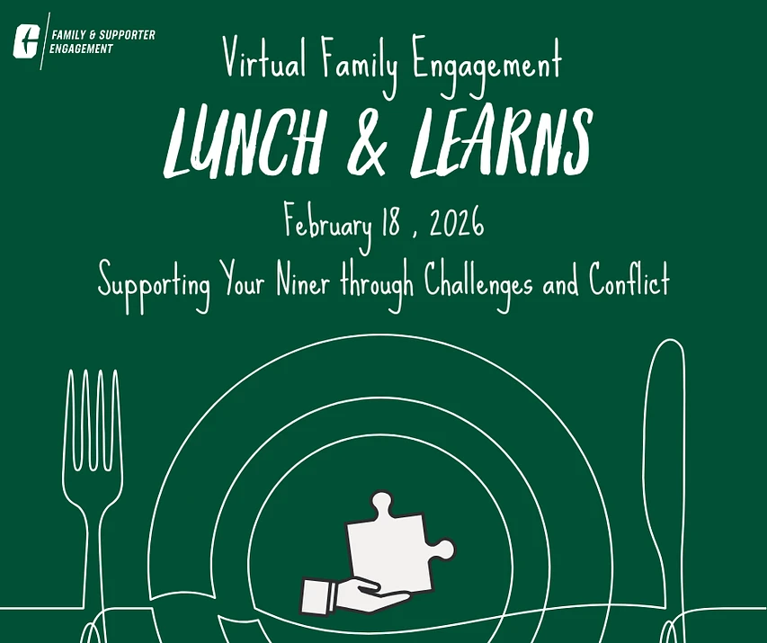 Logo for Virtual Lunch & Learn: Supporting Your Niner through Challenges & Conflict